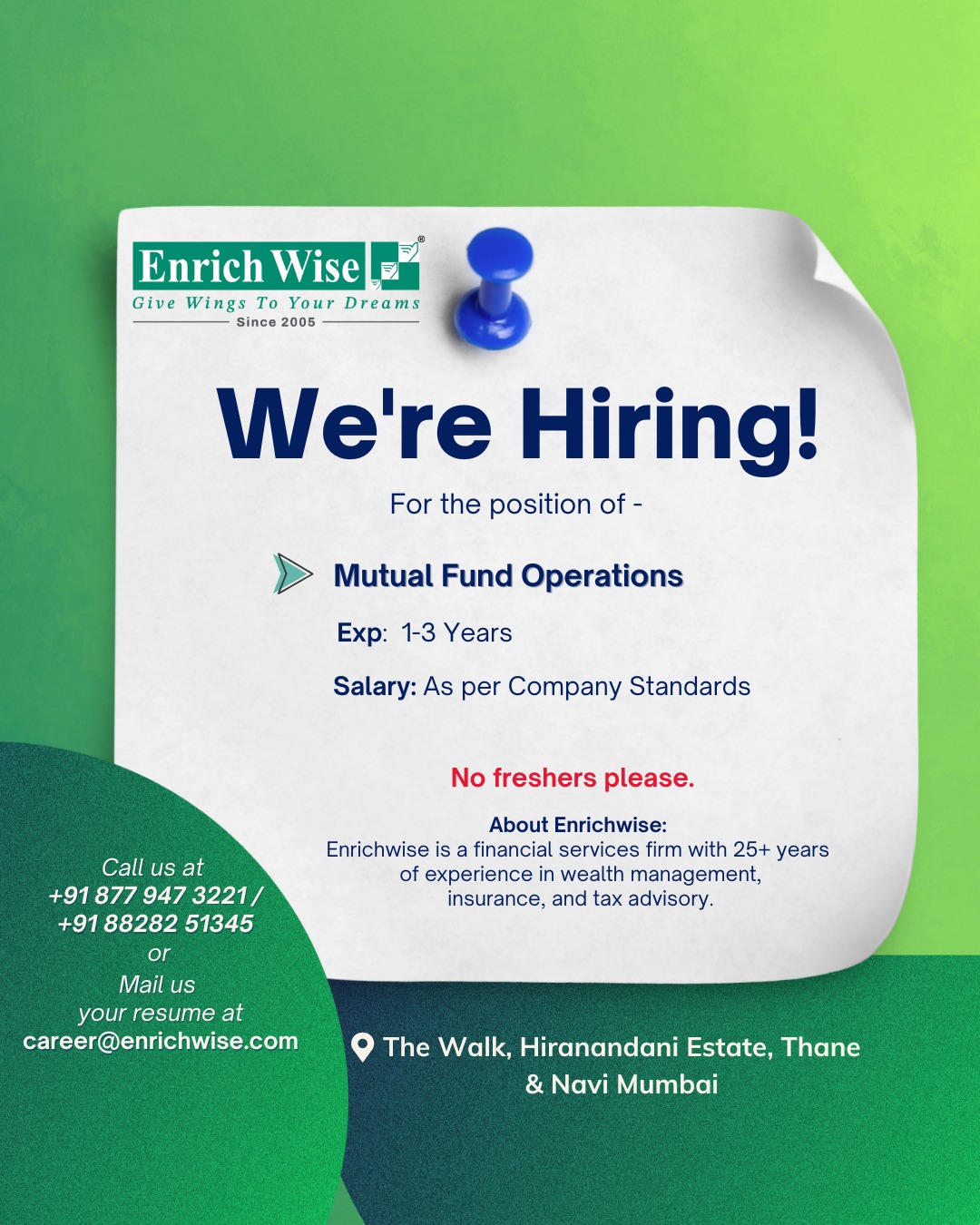 Senior Finance Operation Executive (Mutual Funds)